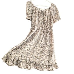 SZ L Monteau Floral Midi Peasant Dress